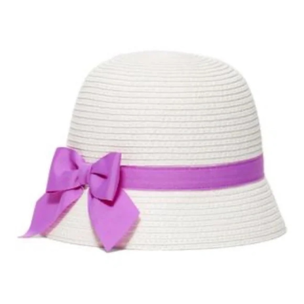 Kids White and Purple Bow Hat